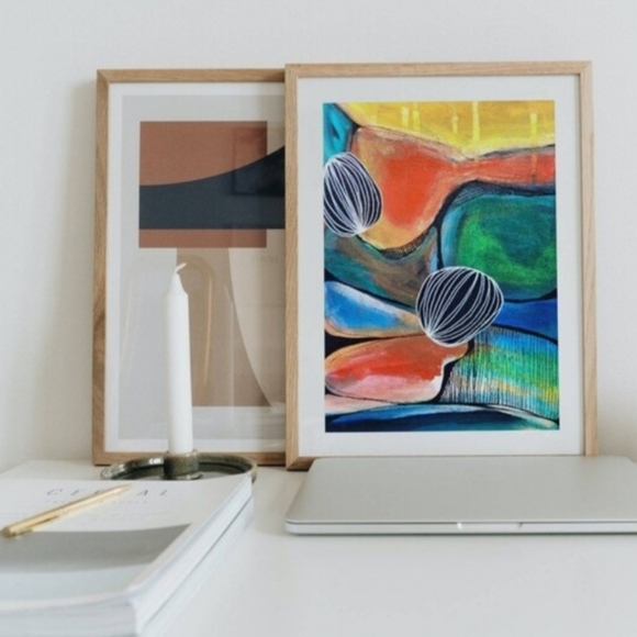 Blue Brush Gallery Other - Original Mixed Media Abstract Acrylic Painting Artwork Watercolor Paper 9"x12"